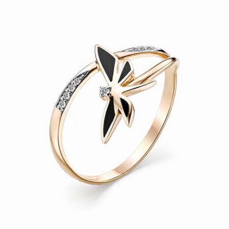 Женское золотое кольцо с эмалью и бриллиантом