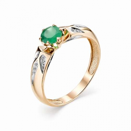 12833-131* женское золотое кольцо с агатом и бриллиантом