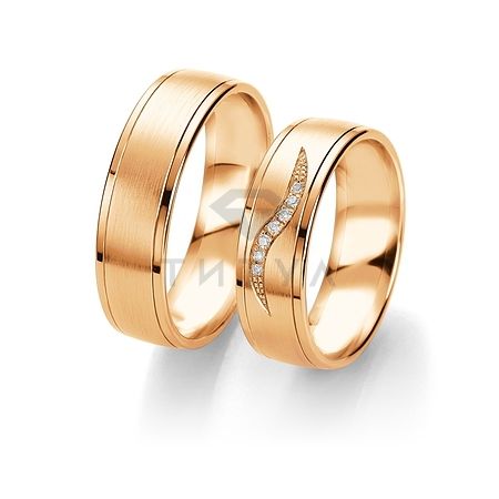 Т-28102 золотые парные обручальные кольца (ширина 6 мм.) (цена за пару)