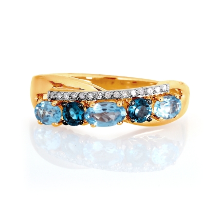 Т111016462-1 золотое кольцо с топазами, бриллиантами