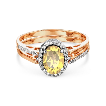 Т131017095 золотое кольцо с цитрином и бриллиантами