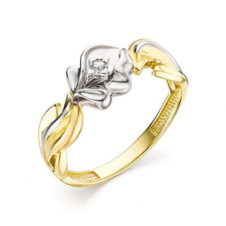 12877-300 женское кольцо из желтого золота с бриллиантом