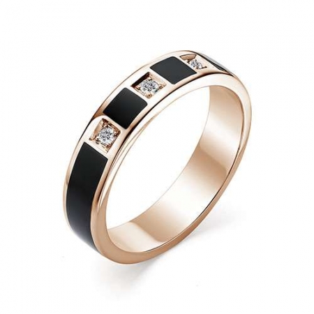 Обручальное золотое кольцо с эмалью и бриллиантом