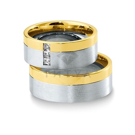 Т-28982 золотые парные обручальные кольца (ширина 8 мм.) (цена за пару)