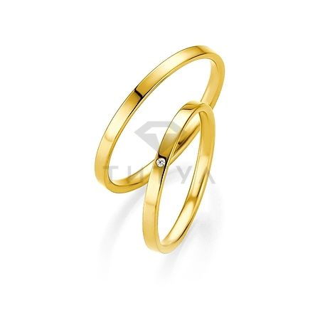 Т-26733 золотые парные обручальные кольца (ширина 2 мм.) (цена за пару)
