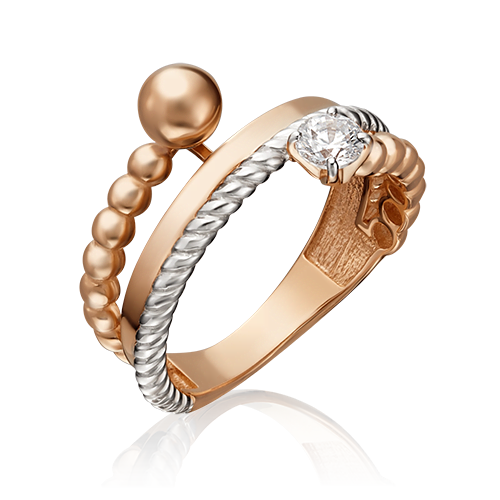 Ювелирный завод «Платина» Кольцо из красного золота со Swarovski Zirconia