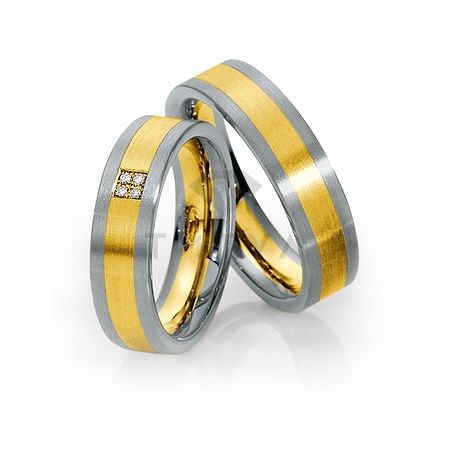 Т-28770 золотые парные обручальные кольца (ширина 6 мм.) (цена за пару)