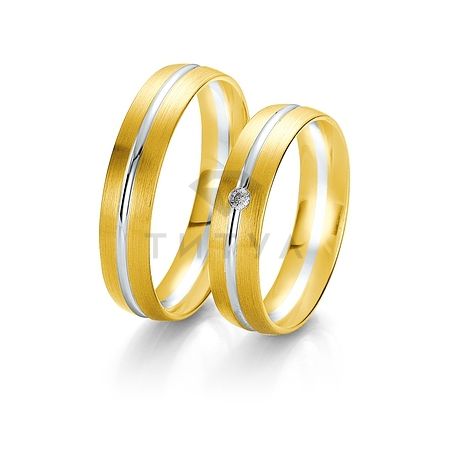 Т-27728 золотые парные обручальные кольца (ширина 5 мм.) (цена за пару)