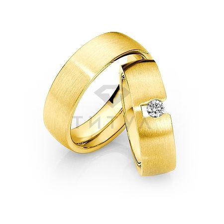 Т-28906 золотые парные обручальные кольца (ширина 7 мм.) (цена за пару)