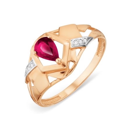 Т141018450 золотое кольцо с рубином и бриллиантом