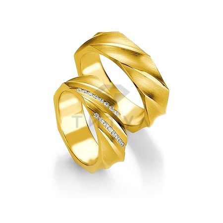 Т-28938 золотые парные обручальные кольца (ширина 7 мм.) (цена за пару)