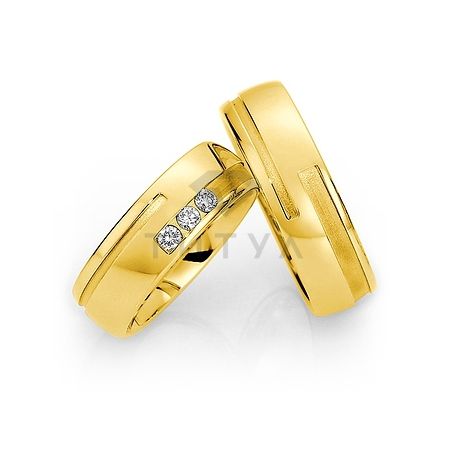Т-28501 золотые парные обручальные кольца (ширина 7 мм.) (цена за пару)