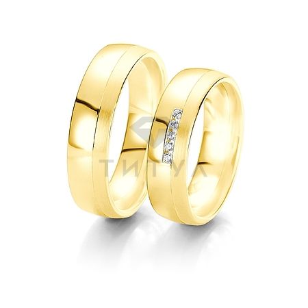 Т-28557 золотые парные обручальные кольца (ширина 6 мм.) (цена за пару)