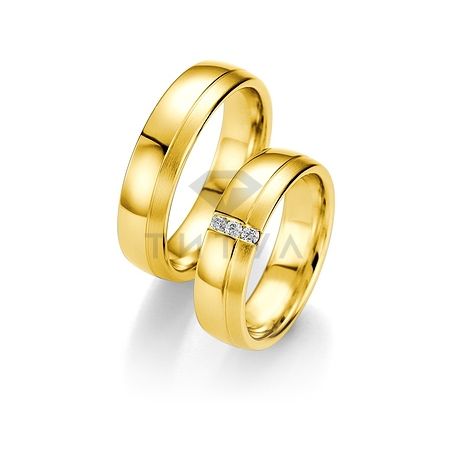 Т-28385 золотые парные обручальные кольца (ширина 6 мм.) (цена за пару)