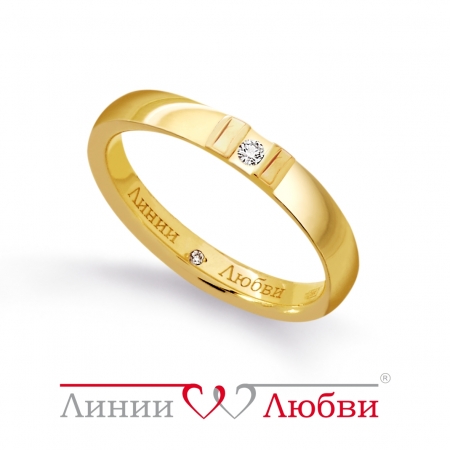 Л11141138 кольцо обручальное из желтого золота с бриллиантами