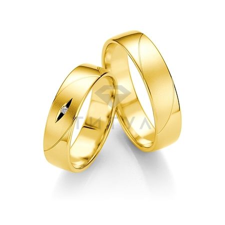 Т-27351 золотые парные обручальные кольца (ширина 5 мм.) (цена за пару)
