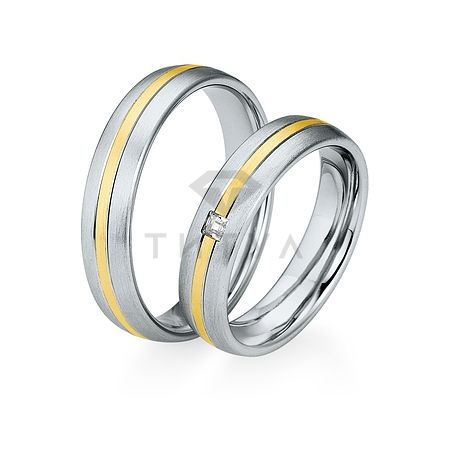 Т-28344 золотые парные обручальные кольца (ширина 5 мм.) (цена за пару)
