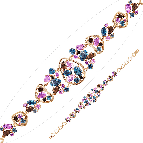 Ювелирная компания «Ювелирные традиции» Браслет из красного золота с аметистами, раухтопазами и топазами london