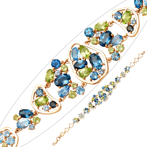 Ювелирная компания «Ювелирные традиции» Браслет из красного золота с топазами, хризолитами