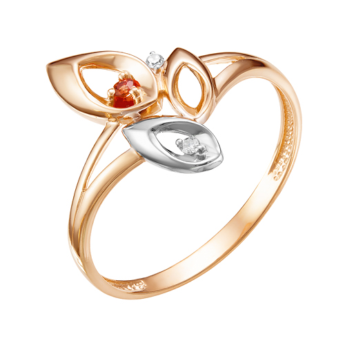 Ювелирная компания «Ювелирные традиции» Кольцо из красного золота с бриллиантами и сапфиром