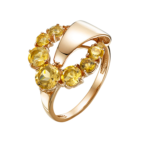 Кольцо из красного золота с цитринами