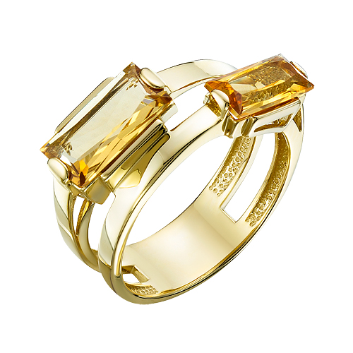 Кольцо из желтого золота с цитринами