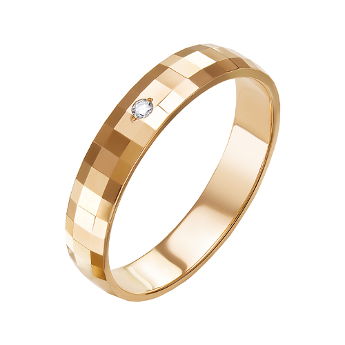 Ювелирная компания «Ювелирные традиции» Кольцо обручальное из красного золота с бриллиантом