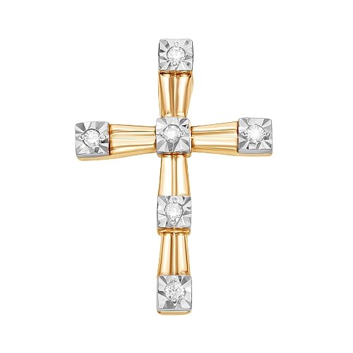 Подвеска-крест из красного золота с бриллиантами