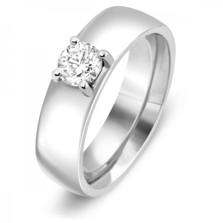 Ювелирная компания «ТИТУЛ» Обручальное кольцо с 1 бриллиантом из белого золота