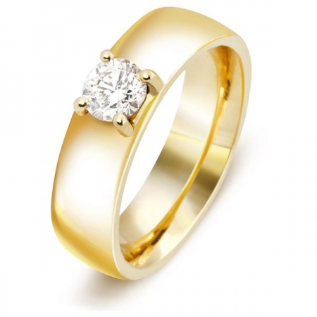 Ювелирная компания «ТИТУЛ» Обручальное кольцо с 1 бриллиантом из желтого золота