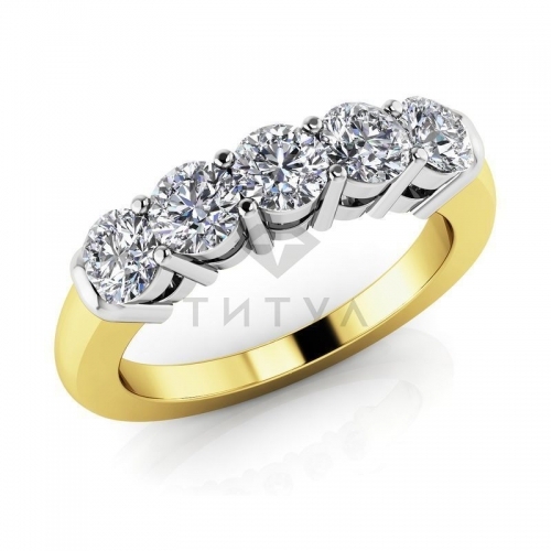 Обручальное кольцо из золота двух цветов с муассанитами.
