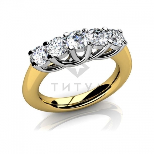 Обручальное кольцо из золота двух цветов с муассанитами