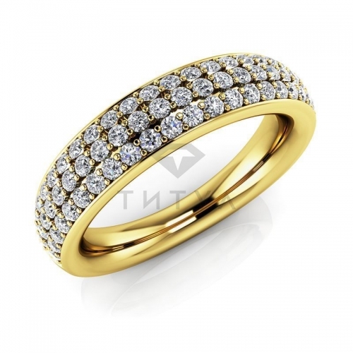 Обручальное кольцо из желтого золота с муассанитами