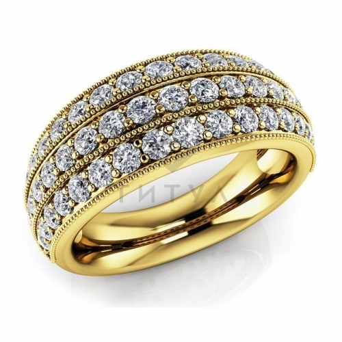 Обручальное винтажное кольцо из желтого золота с муассанитами