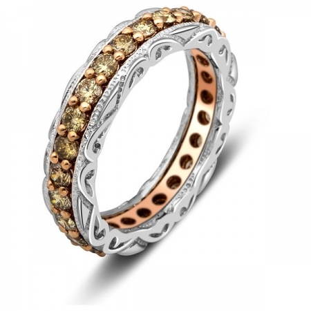 Ювелирная компания «ТИТУЛ» Обручальное кольцо из комбинированного золота с коньячными бриллиантами