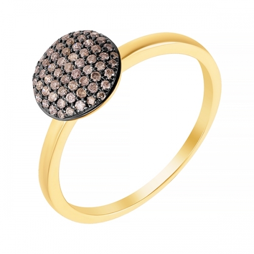 Кольцо из желтого золота с бриллиантом шампань