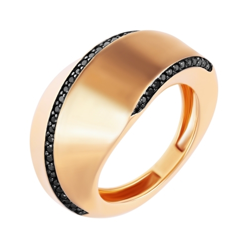 Кольцо из красного золота с черным бриллиантом