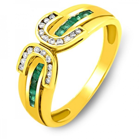 Ювелирная компания «ТИТУЛ» Кольцо из жёлтого золота с бриллиантами и изумрудами