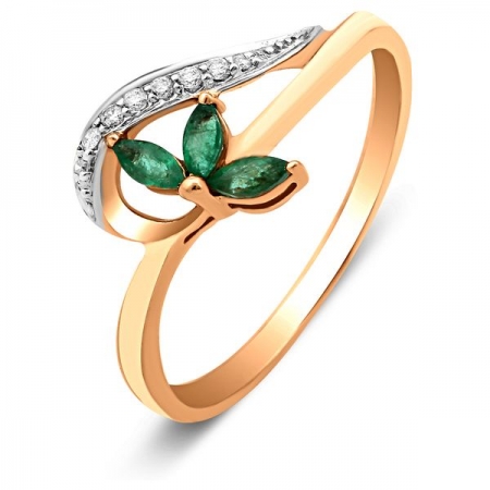 Ювелирная компания «ТИТУЛ» Кольцо из комбинированного золота с бриллиантами и изумрудами