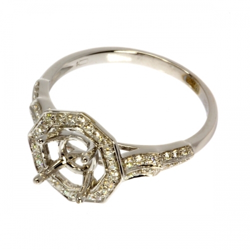 Оправа для кольца из белого золота с бриллиантом