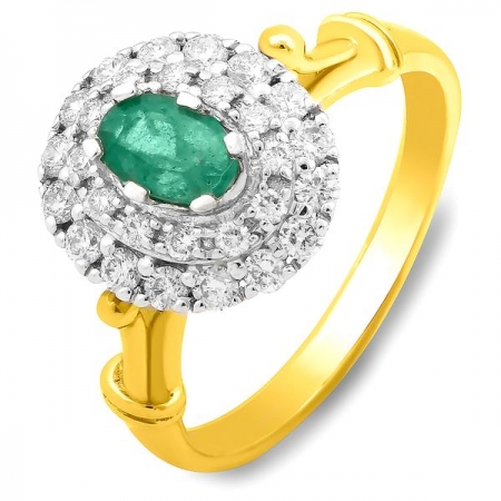 Ювелирная компания «ТИТУЛ» Кольцо из комбинированного золота с бриллиантами и изумрудом