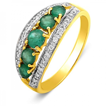 Ювелирная компания «ТИТУЛ» Кольцо из комбинированного золота с бриллиантами и изумрудами