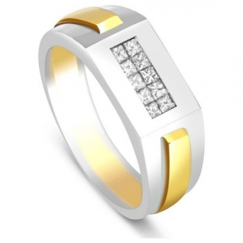 Кольцо мужское из комбинированного золота с бриллиантами