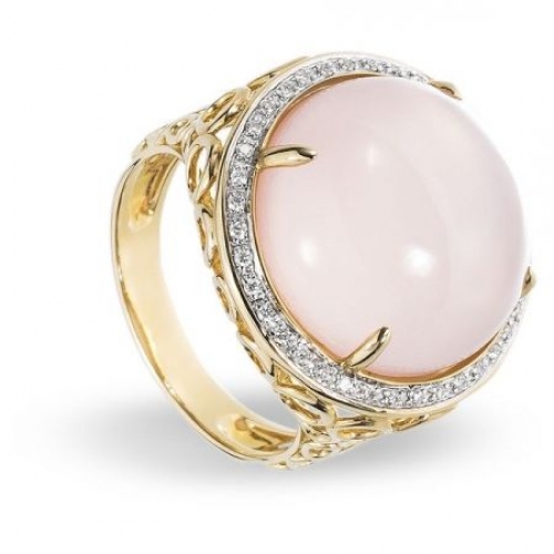 Кольцо с розовым кварцем и бриллиантами