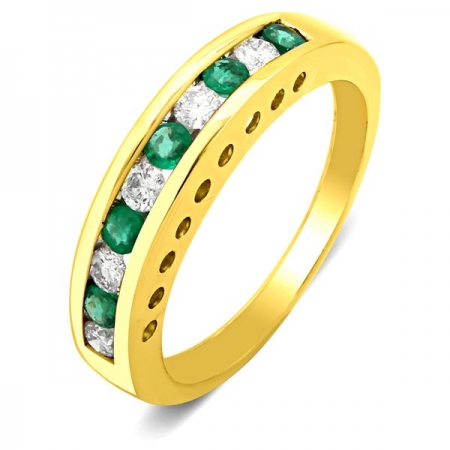 Ювелирная компания «ТИТУЛ» Кольцо из жёлтого золота с бриллиантами и изумрудами