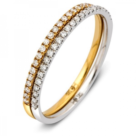 Ювелирная компания «ТИТУЛ» Обручальное кольцо состоящее из двух колец белого и желтого золота с бриллиантами