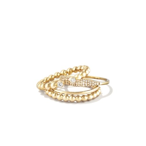 Женское кольцо из желтого золота 585 пробы с круглыми бриллиантами
