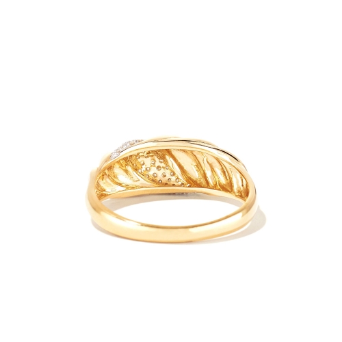 Золотое кольцо Круассан с бриллиантами
