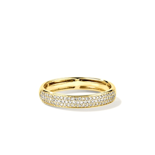 Женское кольцо из желтого золота с россыпью камней 