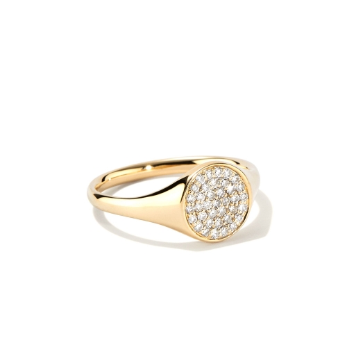 Женское кольцо из желтого золота с кругом из бриллиантов